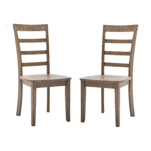 Bowery Hill 18 Inch Wood Dining Chair with Ladder Back Set of 2 in Brown
