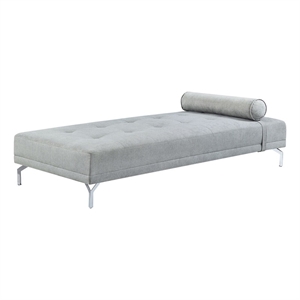 Bowery Hill 74 Inch Sofa Daybed with Tufting and Bolster Pillow in Gray