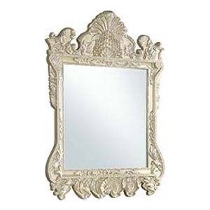 Bowery Hill 61 Inch Oversized Wall Mirror with Floral Carving in Silver