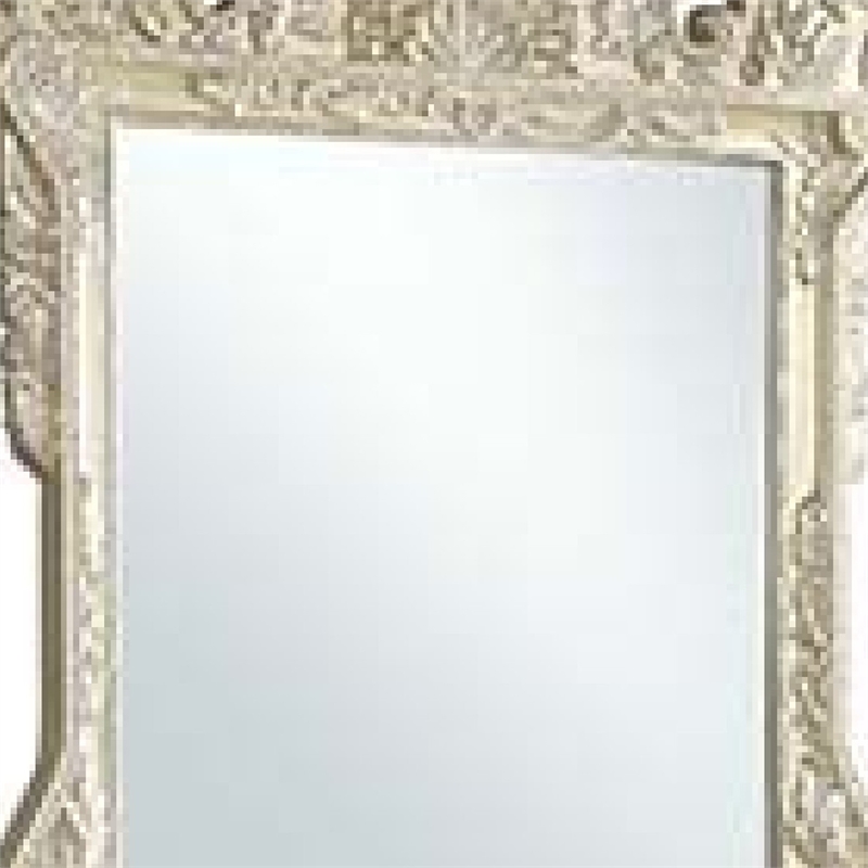 Bowery Hill 61 Inch Oversized Wall Mirror with Floral Carving in Silver