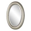 Bowery Hill 29 Inch Wood Wall Mirror with Beaded Oval Shape in Silver