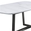 Bowery Hill Dining Table with Marble Top and Trestle Base in Gray