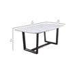 Bowery Hill Dining Table with Marble Top and Trestle Base in Gray