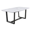 Bowery Hill Dining Table with Marble Top and Trestle Base in Gray