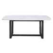 Bowery Hill Dining Table with Marble Top and Trestle Base in Gray