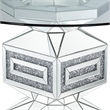 Bowery Hill Dining Table with Glass Top and Pedestal Base in Silver