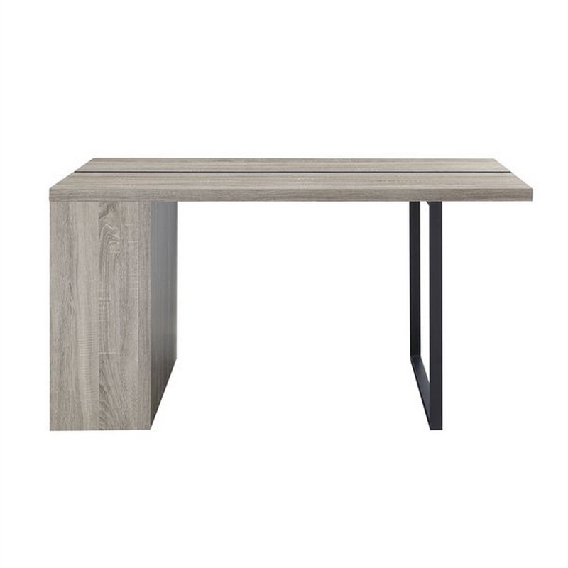 Bowery Hill Dining Table with 3 Compartments and Trim Inlay in Oak Gray