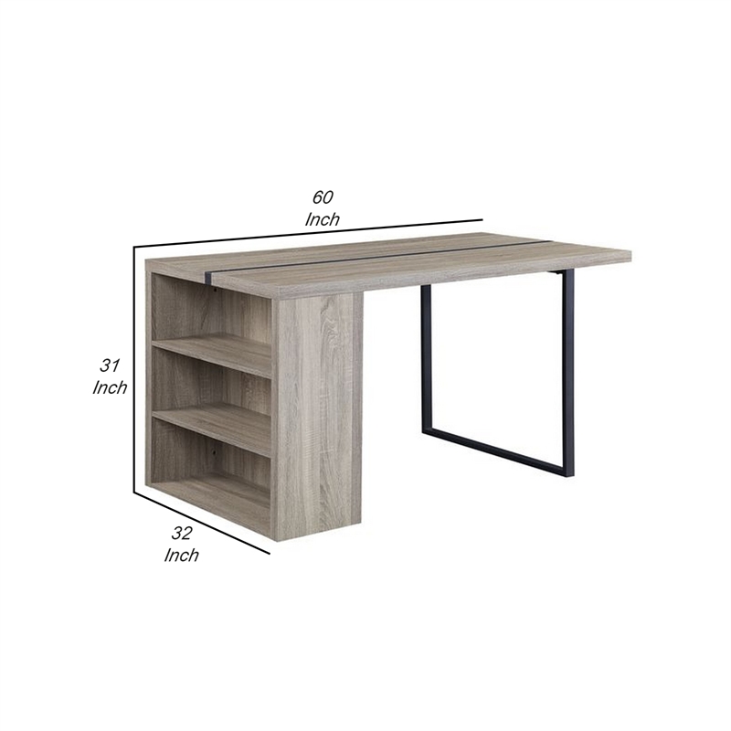 Bowery Hill Dining Table with 3 Compartments and Trim Inlay in Oak Gray