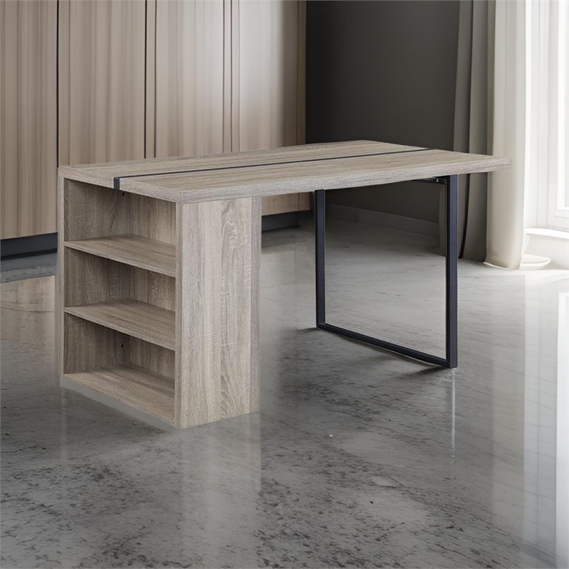 Bowery Hill Dining Table with 3 Compartments and Trim Inlay in Oak Gray