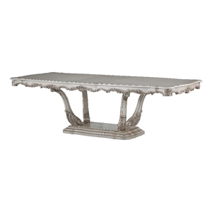 Bowery Hill Dining Table with Scrolled Floral Motifs in Cream