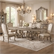 Bowery Hill Wooden Extendable Dining Table with Double Pedestal in Silver
