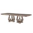 Bowery Hill Wooden Extendable Dining Table with Double Pedestal in Silver