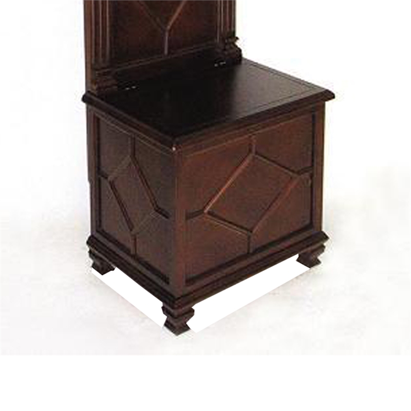 Bowery Hill Wooden Frame Hall Tree with Lift Top Box and Mirror in Brown