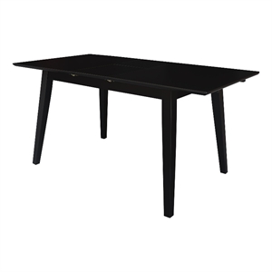 Bowery Hill Solid Wood 60 Inch Butterfly Extension Dining Table in Black