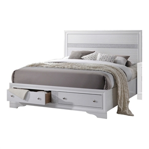 Bowery Hill 2 Drawer Wooden Eastern King Bed with Panel Headboard in White