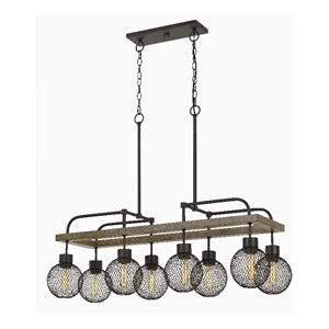 Bowery Hill 8 Bulb Chandelier with Frame and Orb Shades in Brown and Black