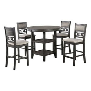 Bowery Hill 5 Piece Counter Height Table with Geometric Back Chairs in Gray