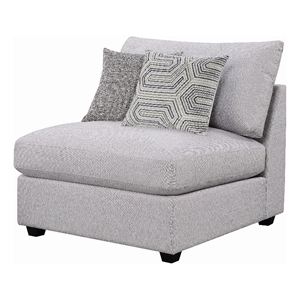 Bowery Hill Fabric Armless Chair with Pillow Back and Tapered Feet in Gray