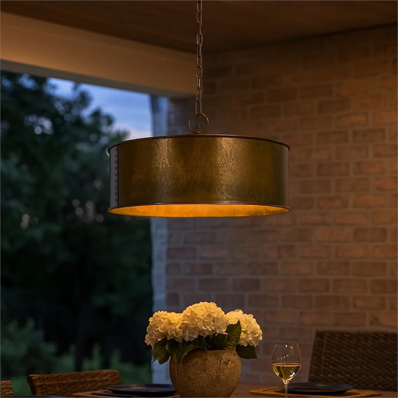 Bowery Hill 60 x 3 Watt Round Frame Chandelier with 6 Foot Chain in Gold
