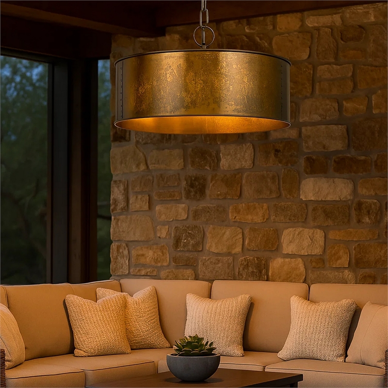 Bowery Hill 60 x 3 Watt Round Frame Chandelier with 6 Foot Chain in Gold