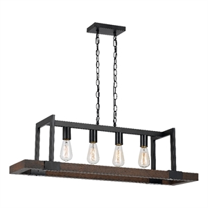 Bowery Hill 60 x 4 Watt Wood Chandelier with 6 Foot Chain in Brown Black