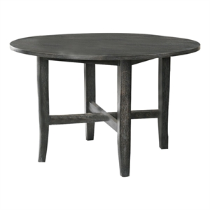 Bowery Hill 47 Inch Farmhouse Round Wooden Dining Table in Rustic Gray