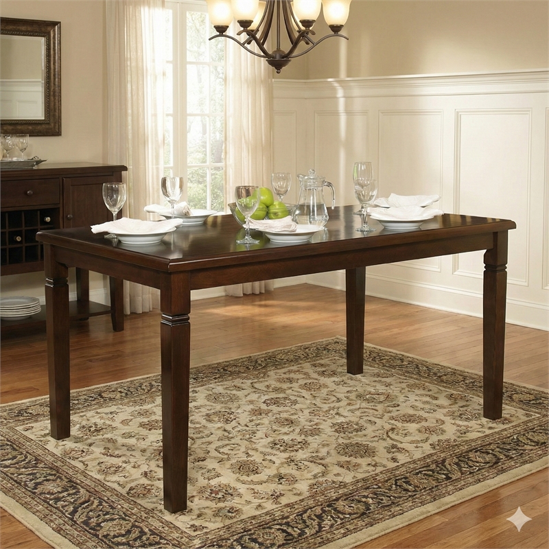 Bowery Hill Rectangular Wooden Dining Table with Tapered Legs in Oak Brown