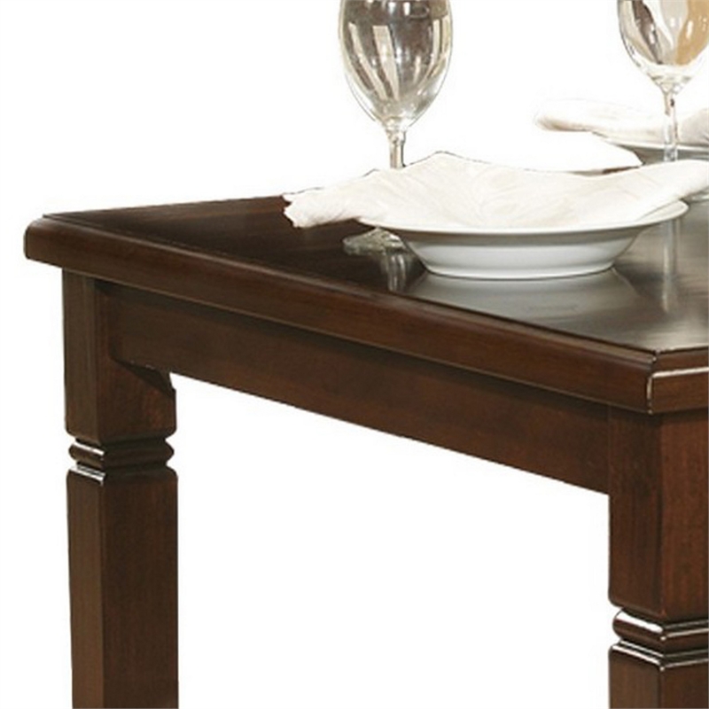 Bowery Hill Rectangular Wooden Dining Table with Tapered Legs in Oak Brown