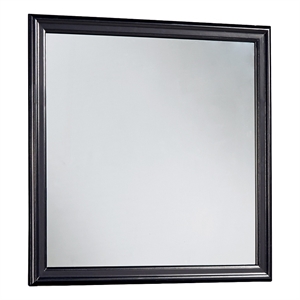 Bowery Hill Wooden Frame Mirror with Mounting Hardware in Black and Silver