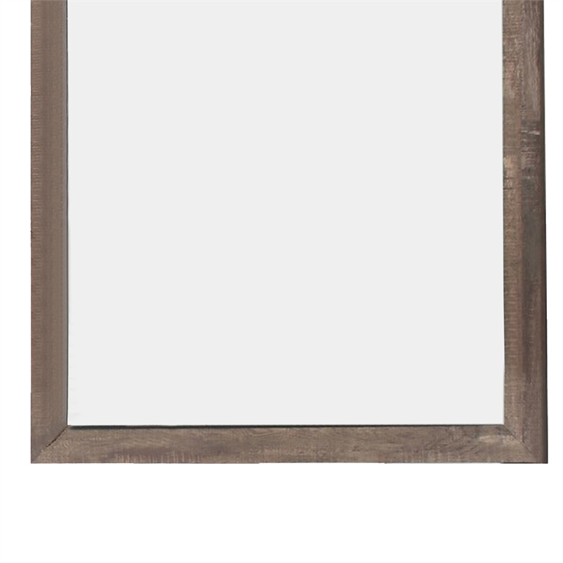 Bowery Hill Square Wooden Frame Mirror with Textured Details in Brown