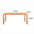 Bowery Hill Slatted Top Metal Dining Table with Straight Legs in Orange
