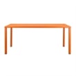 Bowery Hill Slatted Top Metal Dining Table with Straight Legs in Orange