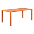 Bowery Hill Slatted Top Metal Dining Table with Straight Legs in Orange