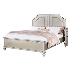 Bowery Hill Platform California King Bed with Panel Headboard in Silver