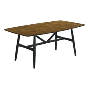 Bowery Hill 72 Inch Dining Table with Brown Plank Top and Black Base