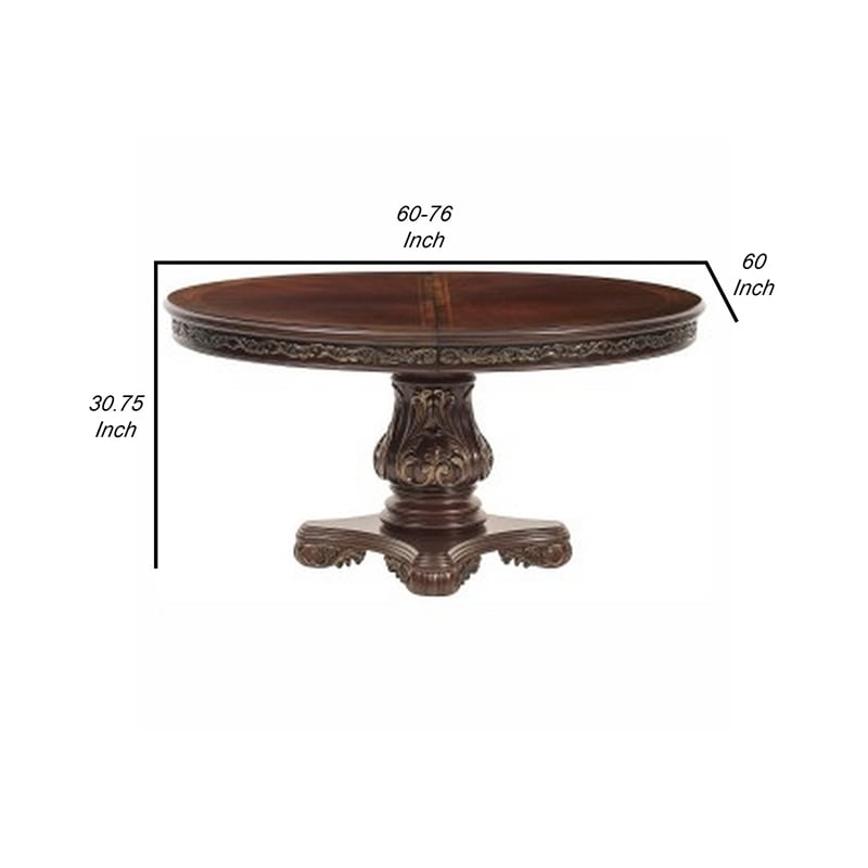 Bowery Hill 60 to 76 Inch Round Dining Table with Pedestal in Cherry