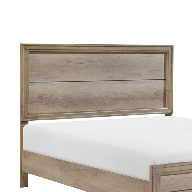 Bowery Hill Queen Bed with Rustic Wood Panel Headboard in Natural Brown