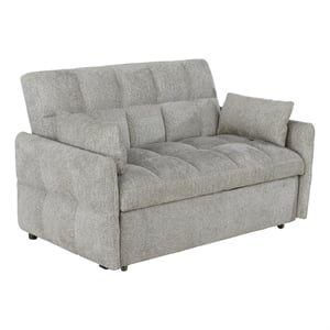 Bowery Hill 59 Inch Sleeper Sofa Bed Futon with Grid Tufting in Beige