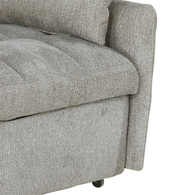 Bowery Hill 59 Inch Sleeper Sofa Bed Futon with Grid Tufting in Beige