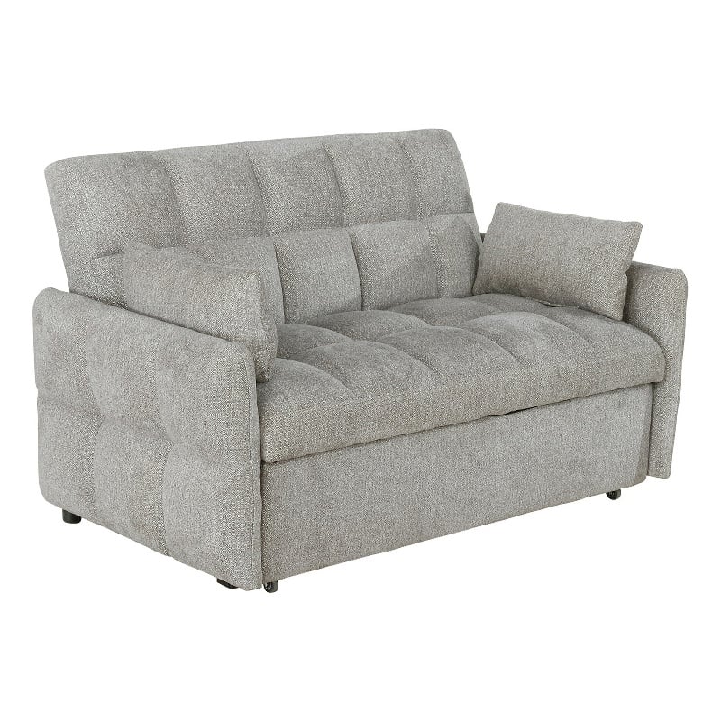 Bowery Hill 59 Inch Sleeper Sofa Bed Futon with Grid Tufting in Beige