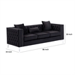 Bowery Hill 86 Inch Chesterfield Sofa with Button Tufting in Black Velvet