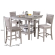 Bowery Hill 5 Piece Counter Height Set with Table and 4 Chairs in Gray