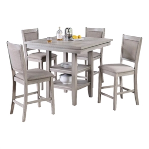 Bowery Hill 5 Piece Counter Height Set with Table and 4 Chairs in Gray
