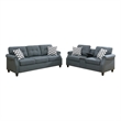 Bowery Hill 2 PC Sofa Set with Loveseat USB Console and Cupholder in Gray