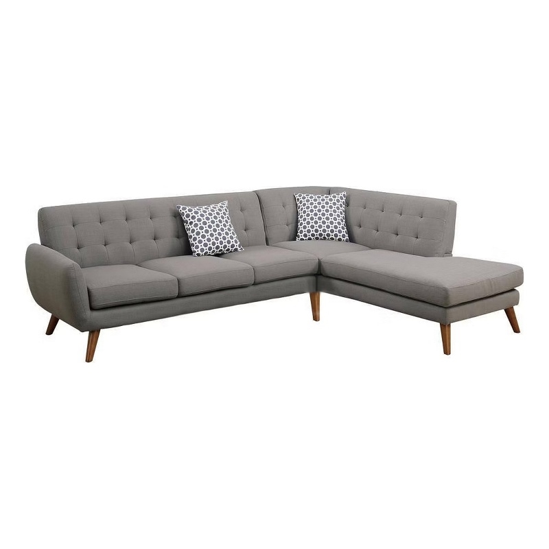 Bowery Hill 2 Piece Modern L Shape Sectional Sofa with Chaise in Gray