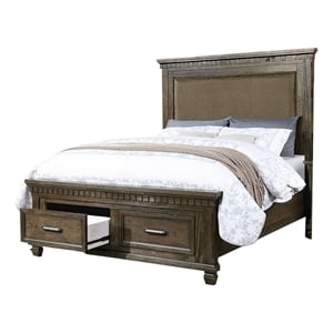Bowery Hill Classic Queen Size Bed with 2 Storage Drawers in Brown