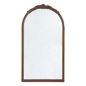 Bowery Hill 42 in Arched Carved Rose Wall Mirror in Espresso Brown