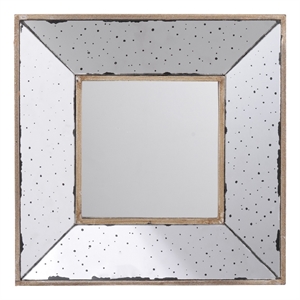 Bowery Hill 12 in Square Accent Wall Mirror in Off White and Brown