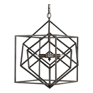 Bowery Hill 19&quot 2 Light Geometric Iron Chandelier in Matte Black Finish