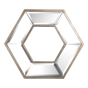 Bowery Hill 12 x 14&quot Wall Mount Mirror with Hexagon Wood Frame in Brown